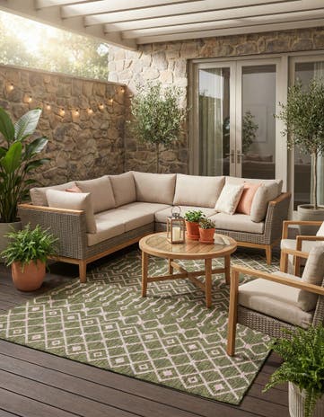 7' x 10' Easy-Clean Lattice Indoor / Outdoor Rug