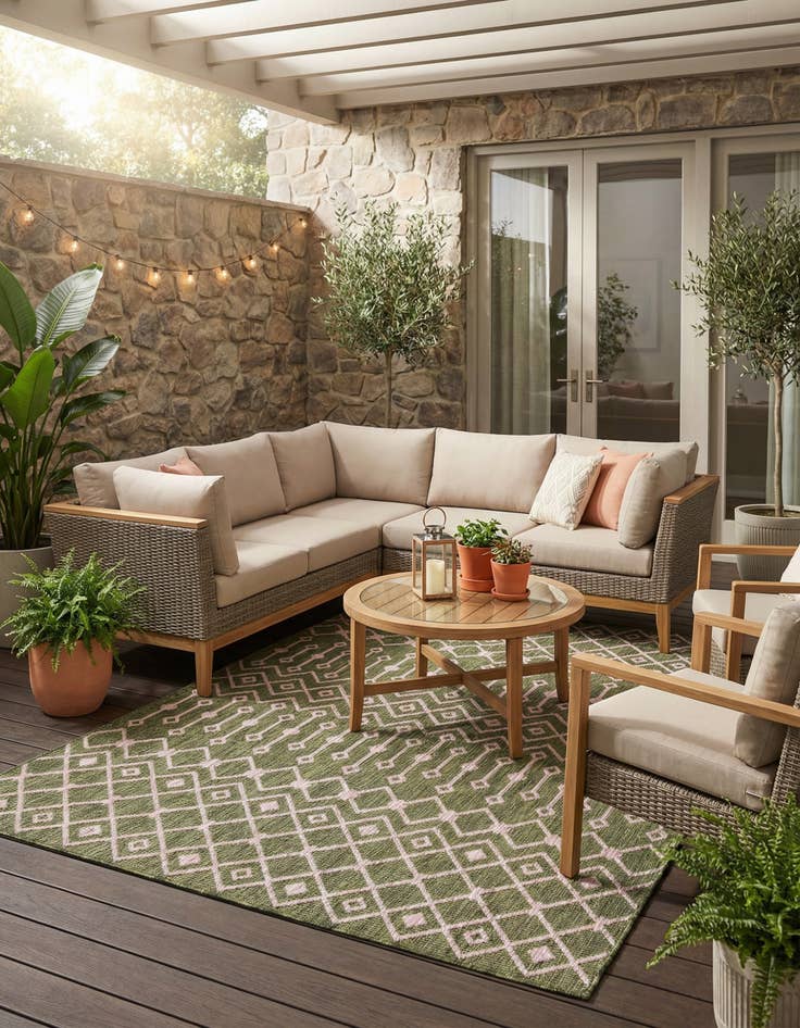 Detail image of 7' x 10' Easy-Clean Trellis Indoor / Outdoor Rug