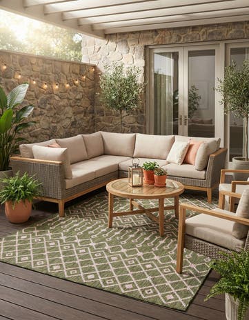 7' x 10' Easy-Clean Lattice Indoor / Outdoor Rug