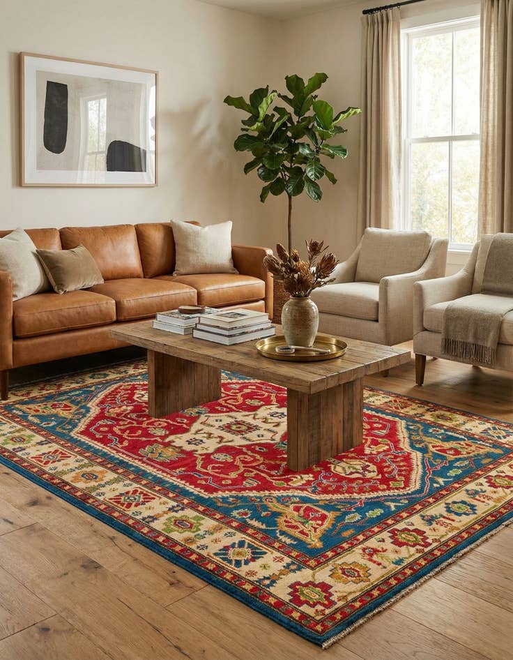 Detail image of 5' 8 x 8'  Hand Knotted Kazak Rug