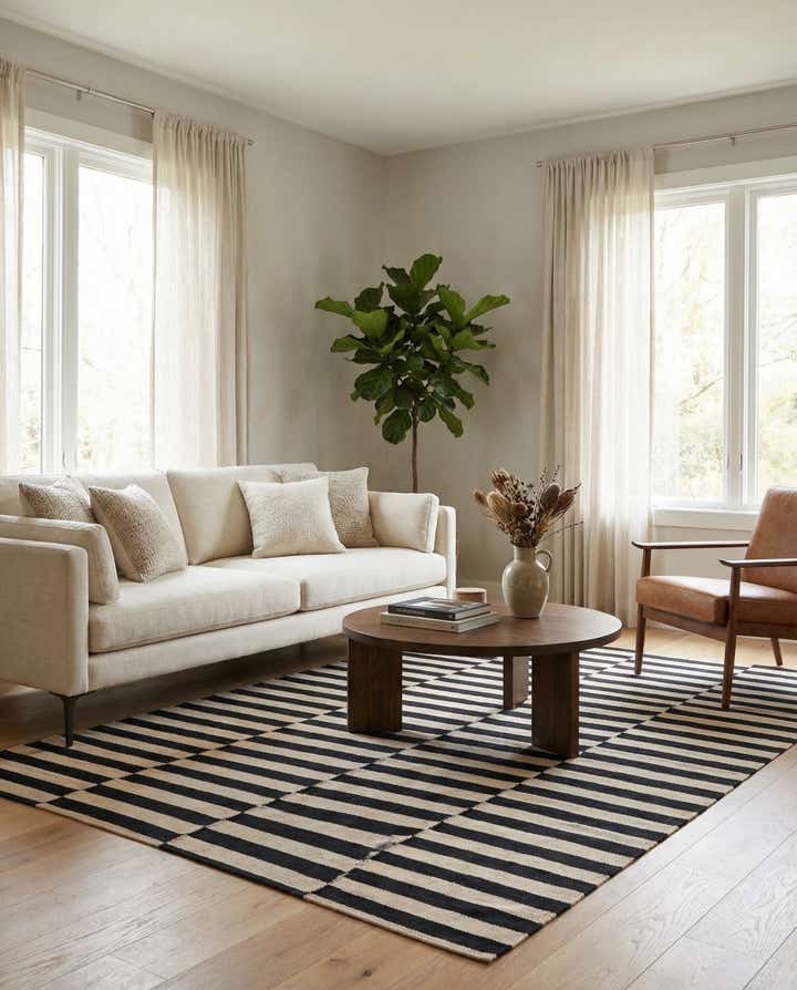 5' x 6' 4 Hand Woven Kilim Modern Wool Rug