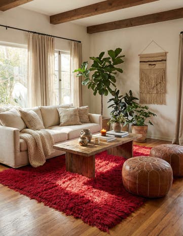 4' 5 x 6' 7 Hand Knotted Moroccan Wool Rug