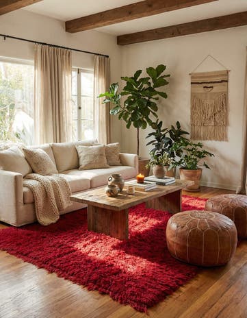 4' 5 x 6' 7 Hand Knotted Moroccan Wool Rug