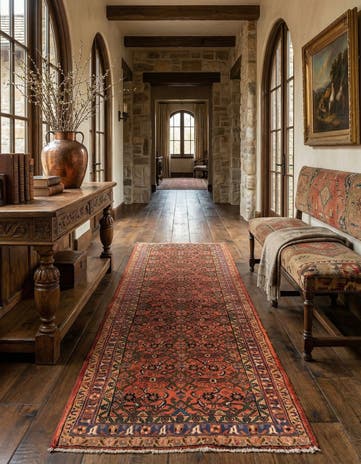3' 6 x 9' 5 Hamedan Wool Runner Rug