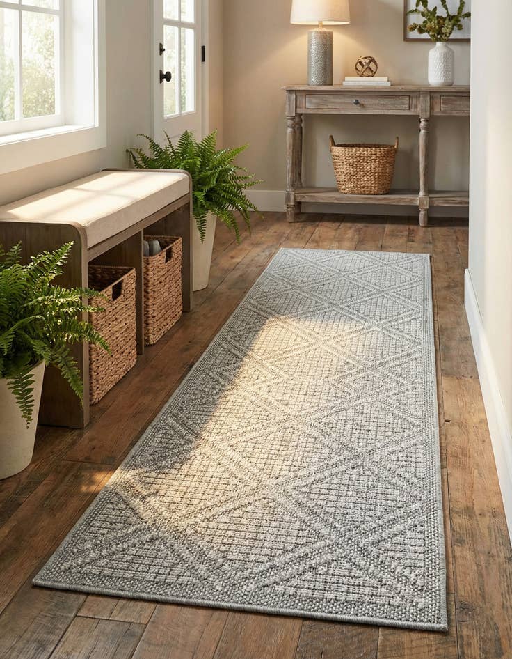 Detail image of 2' x 8' Easy-Clean Trellis Indoor / Outdoor Runner Rug