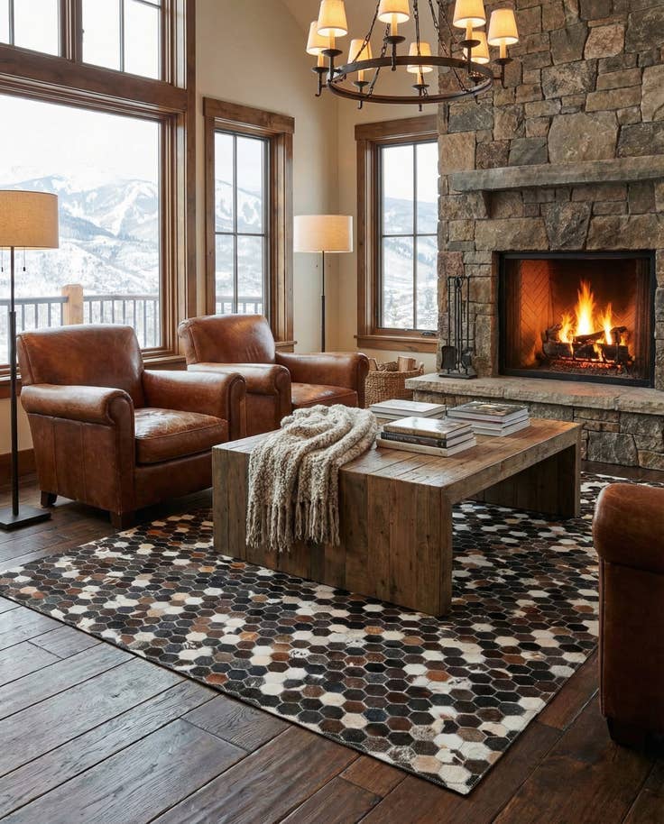 Detail image of 5' x 7' 10 Cowhide Leather Rug