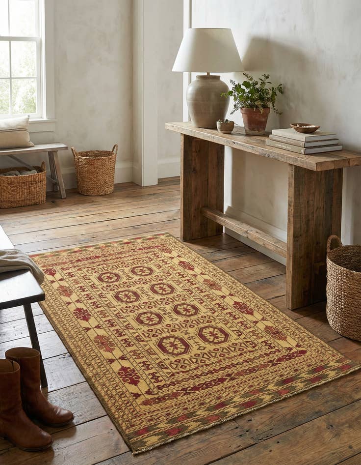 Detail image of 4' 1 x 6' 6  Hand Knotted Sumak Wool Rug