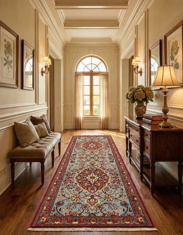 2' 7 x 7' 10 Hand Knotted Qom Persian Runner Rug