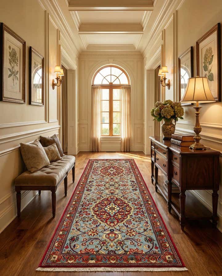 2' 7 x 7' 10 Hand Knotted Qom Persian Runner Rug