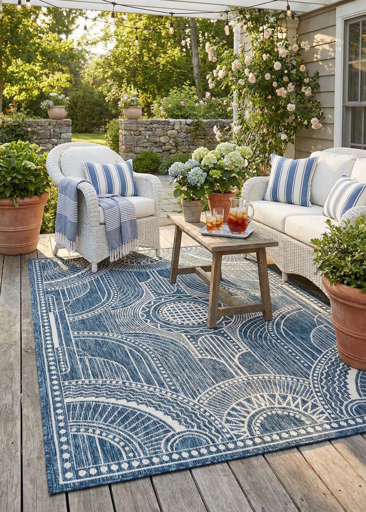 5' 3 x 7' Easy-Clean Traditional Indoor / Outdoor Rug
