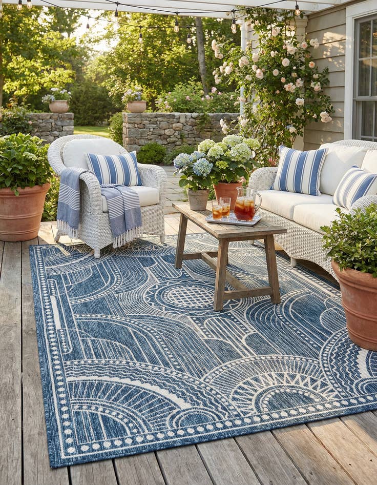 Detail image of  5' 3 x 7'  Washable Traditional Indoor / Outdoor Rug