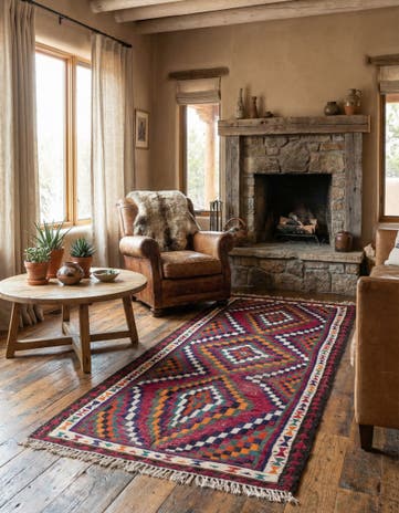 4' 4 x 8' 3 Hand Woven Kilim Fars Wool Rug