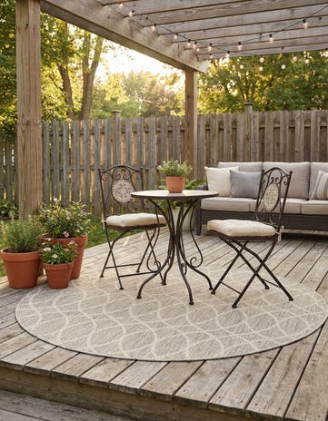 4' x 4' Easy-Clean Lattice Indoor / Outdoor Round Rug