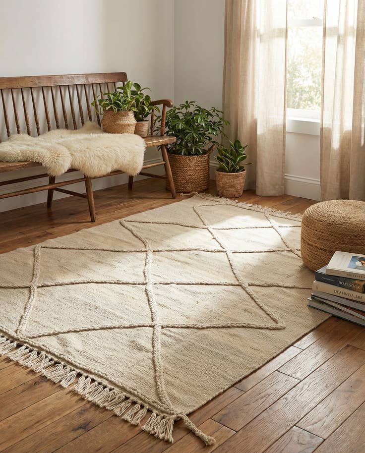 Detail image of 3' 3 x 4' 10 Hand Knotted Moroccan Wool Rug