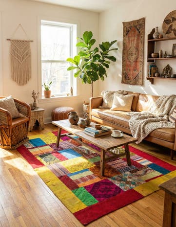 5' 8 x 8' 2 Hand Woven Kilim Patchwork Wool Rug
