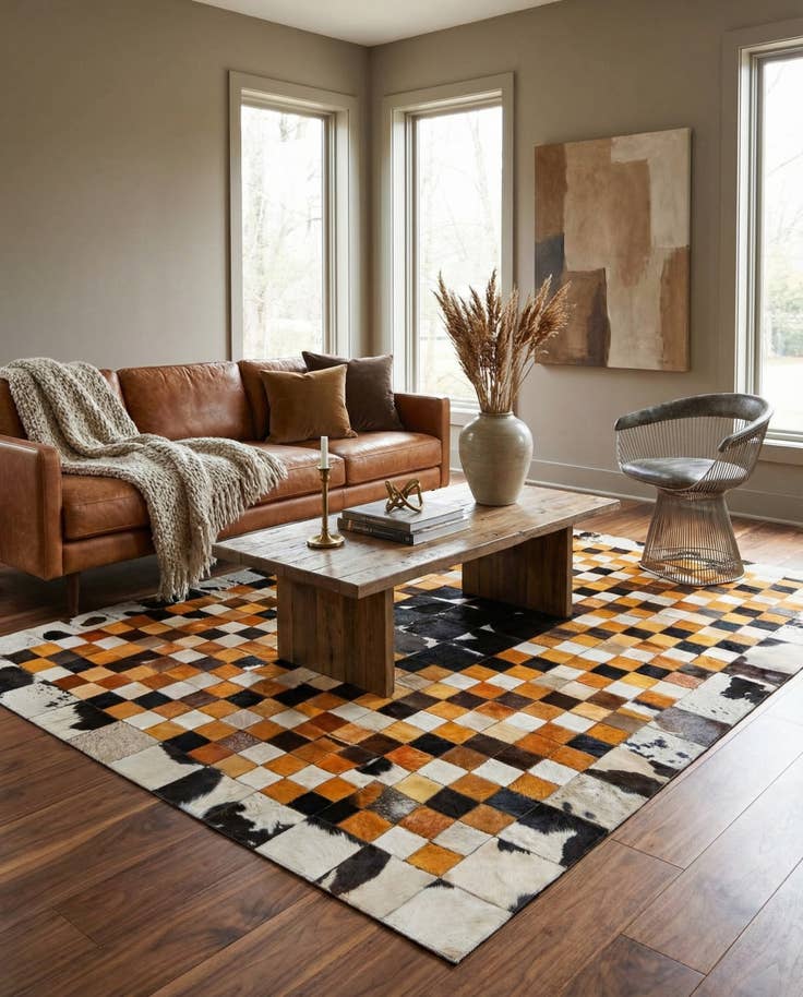 Detail image of 5' x 8' Cowhide Stocks Rug