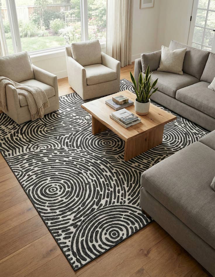 Detail image of  10' x 10'  Washable Modern Indoor / Outdoor Square Rug