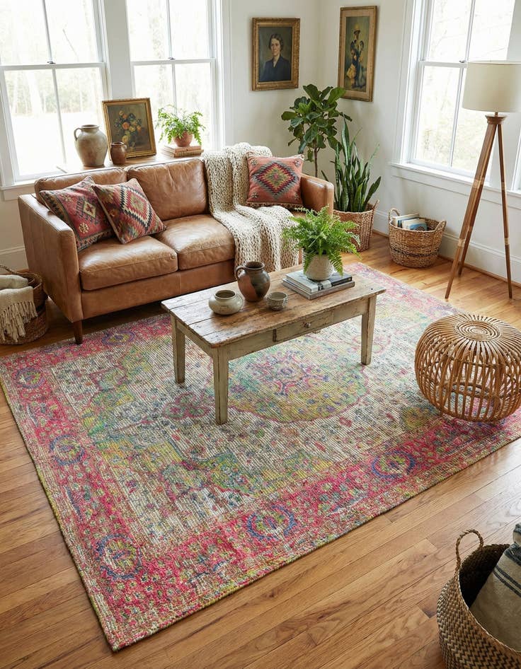 Detail image of 6' 1 x 9'  Hand Woven Chenille Jute Rug