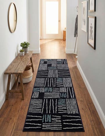 Navy Blue Hanahan Runner Rug
