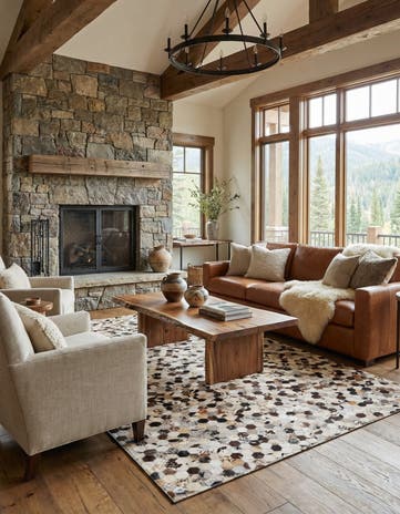 5' 2 x 8' Cowhide Leather Rug