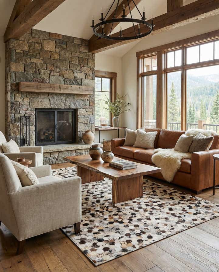 5' 2 x 8' Cowhide Leather Rug