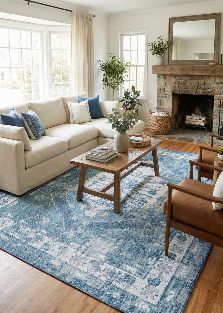 9' x 12' Easy-Clean Traditional Indoor / Outdoor Rug