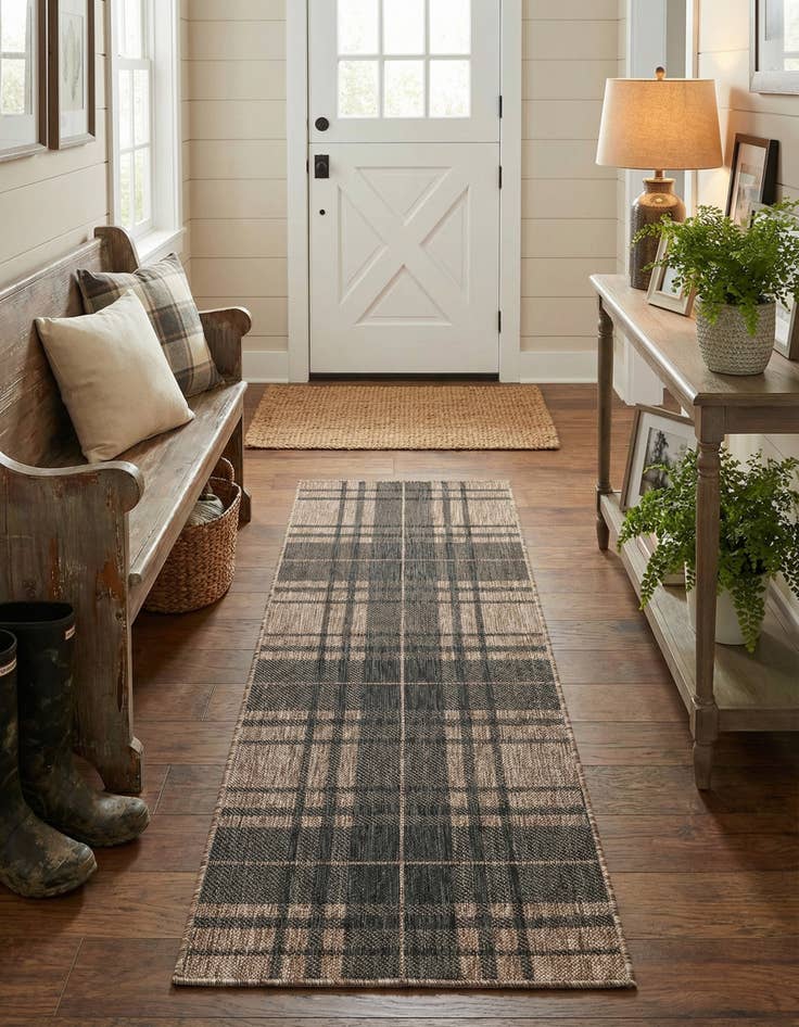 Detail image of 2' x 5' 3 Easy-Clean Checkered Indoor / Outdoor Runner Rug