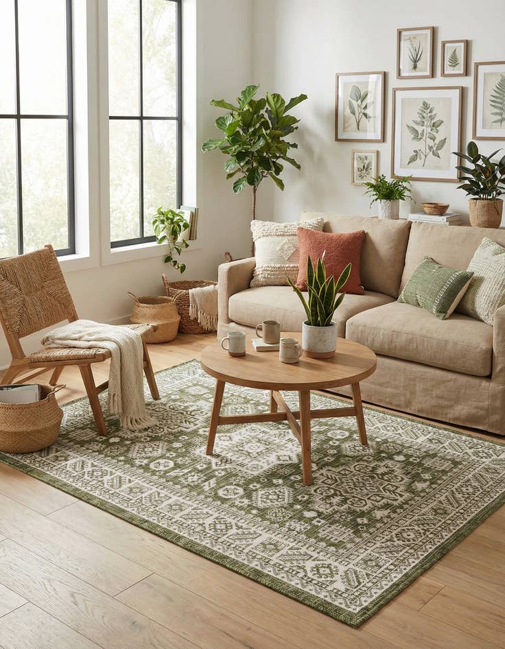 Detail image of 4' x 6'  Washable Aztec Indoor / Outdoor Rug