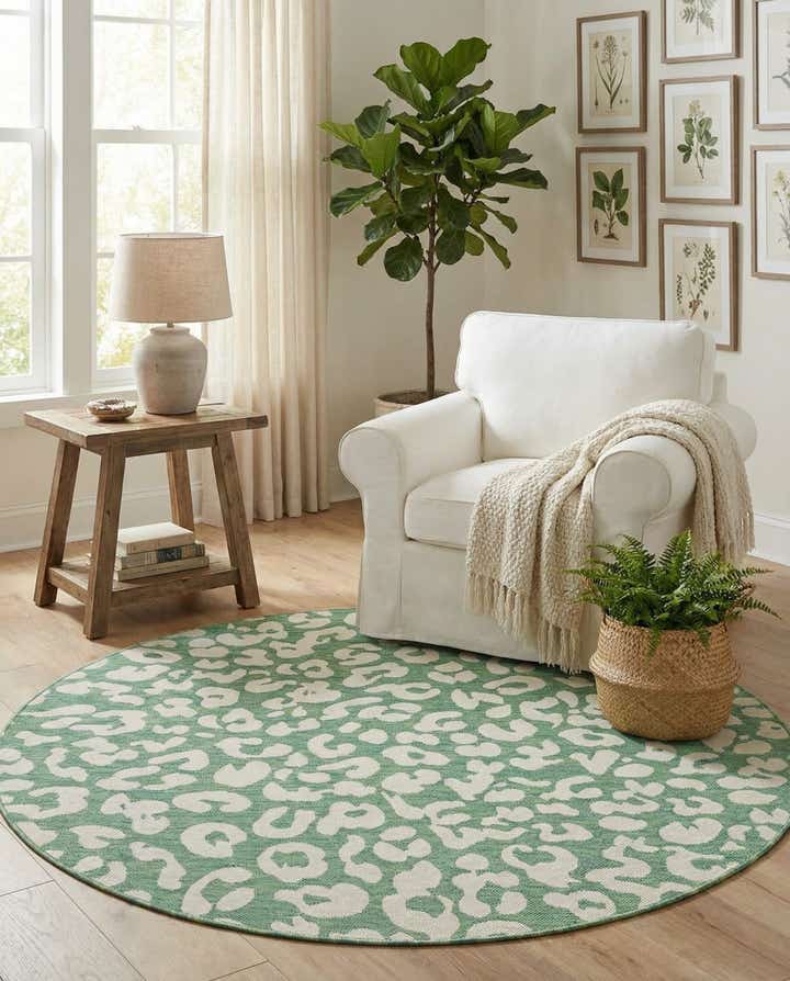 6' x 6' Easy-Clean Safari Indoor / Outdoor Round Rug