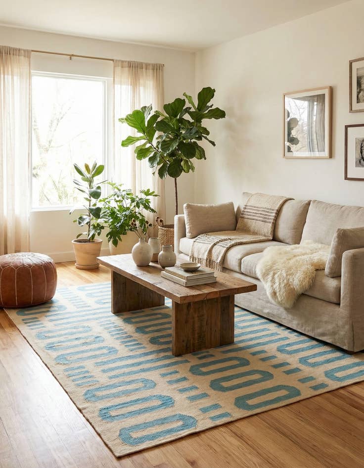 Detail image of 4' 9 x 6' 7  Hand Woven Kilim Modern Wool Rug