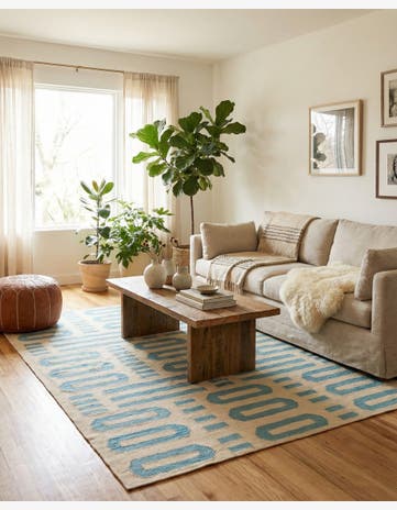 4' 9 x 6' 7 Hand Woven Kilim Modern Wool Rug