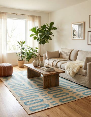 4' 9 x 6' 7 Hand Woven Kilim Modern Wool Rug