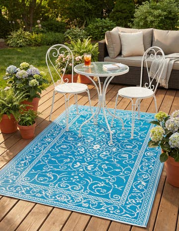 4' x 6' Easy-Clean Traditional Indoor / Outdoor Rug