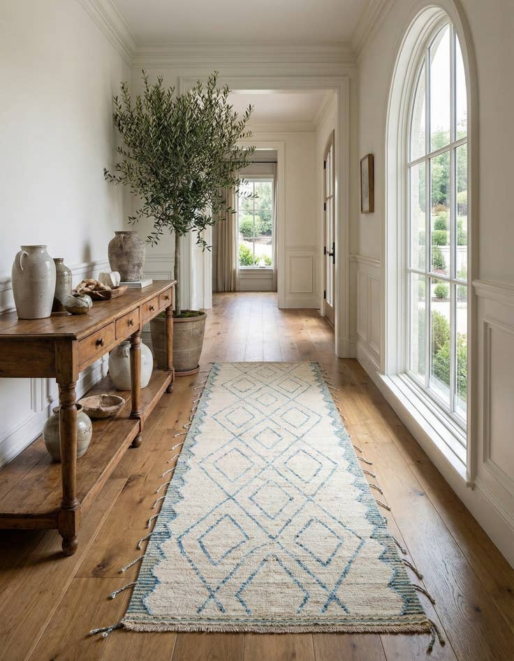 Detail image of 3' 7 x 13'  Hand Knotted Moroccan Wool Runner Rug