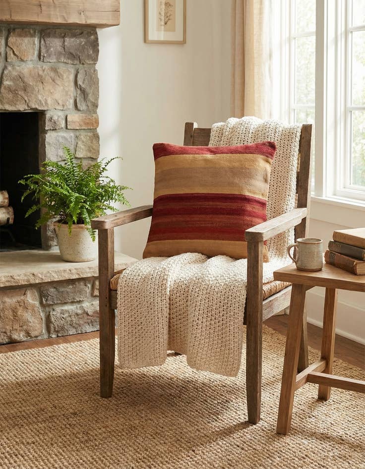 Detail image of 2' 5 x 2' 5  Hand Woven Pillow Wool Square Rug