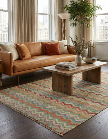 6' 7 x 9' 5 Hand Woven Kilim Modern Wool Rug