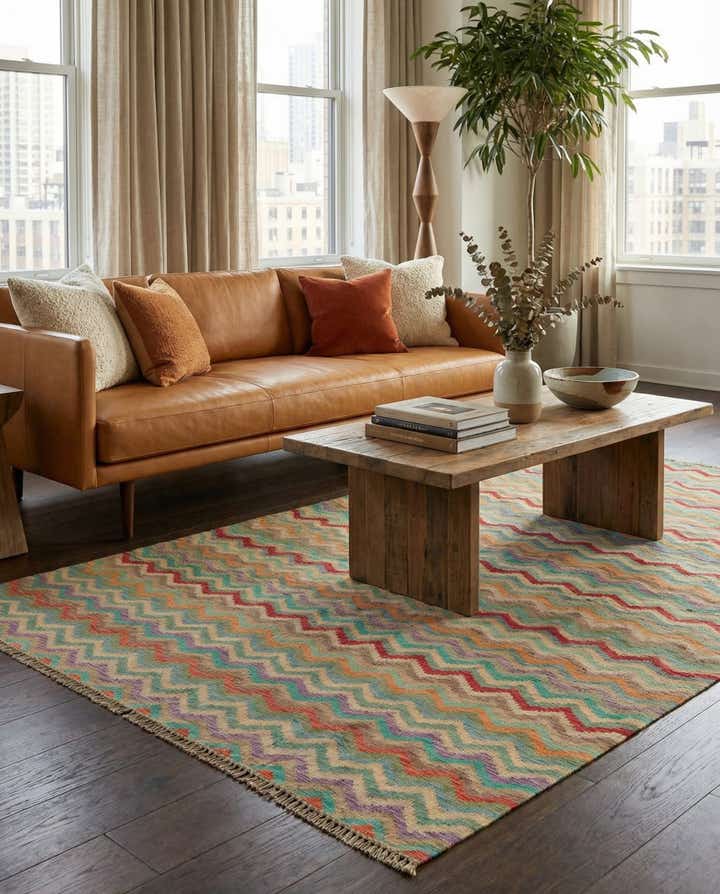 6' 7 x 9' 5 Hand Woven Kilim Modern Wool Rug