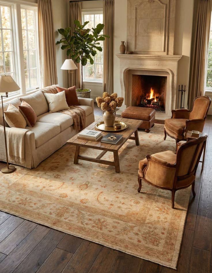 Detail image of 9' 9 x 12' 10  Hand Knotted Peshawar Ziegler Rug