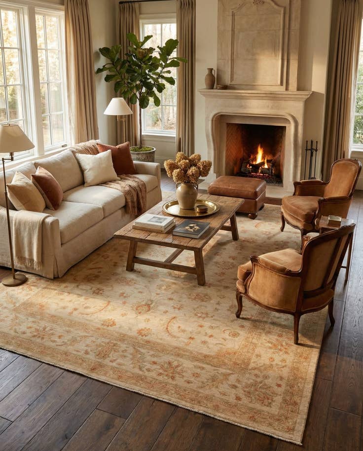 Detail image of 9' 9 x 12' 10 Hand Knotted Peshawar Ziegler Rug