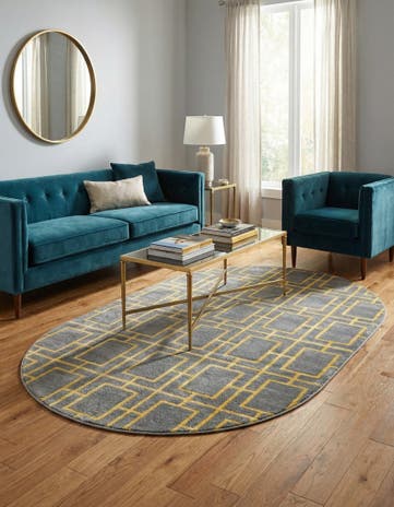 Gray Gold Marilyn Monroe™ Glam Deco Oval Rug