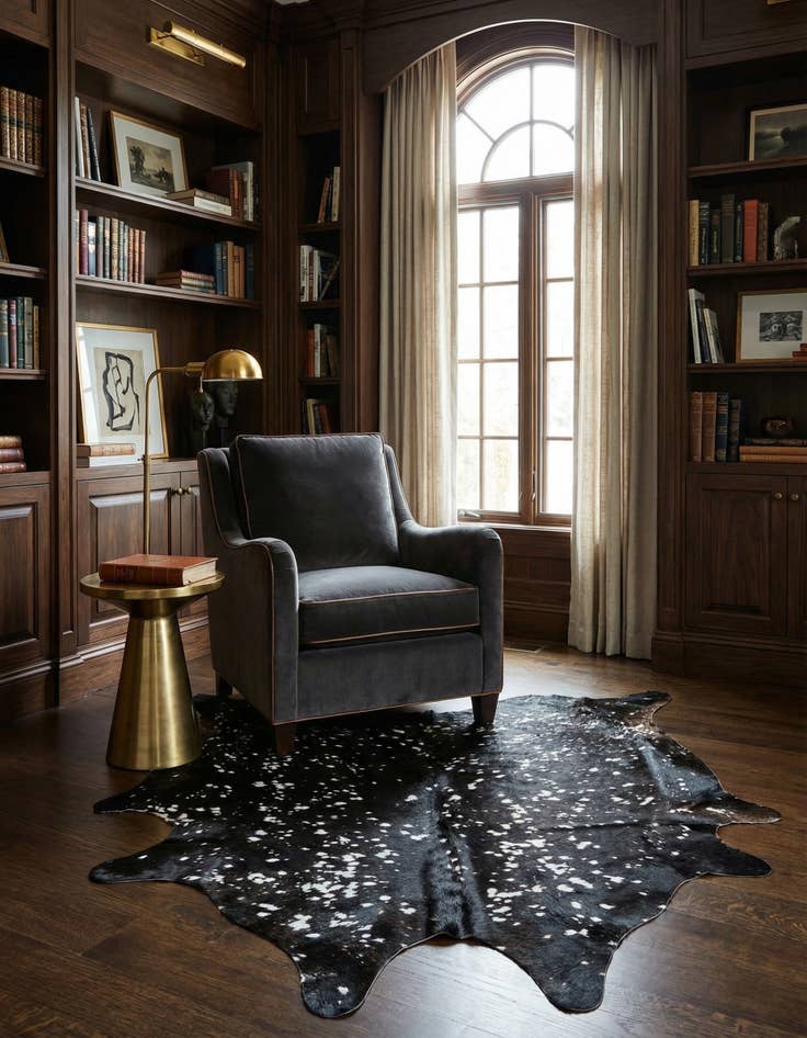 Detail image of 6' 8 x 6' 8 Cowhide Leather Square Rug