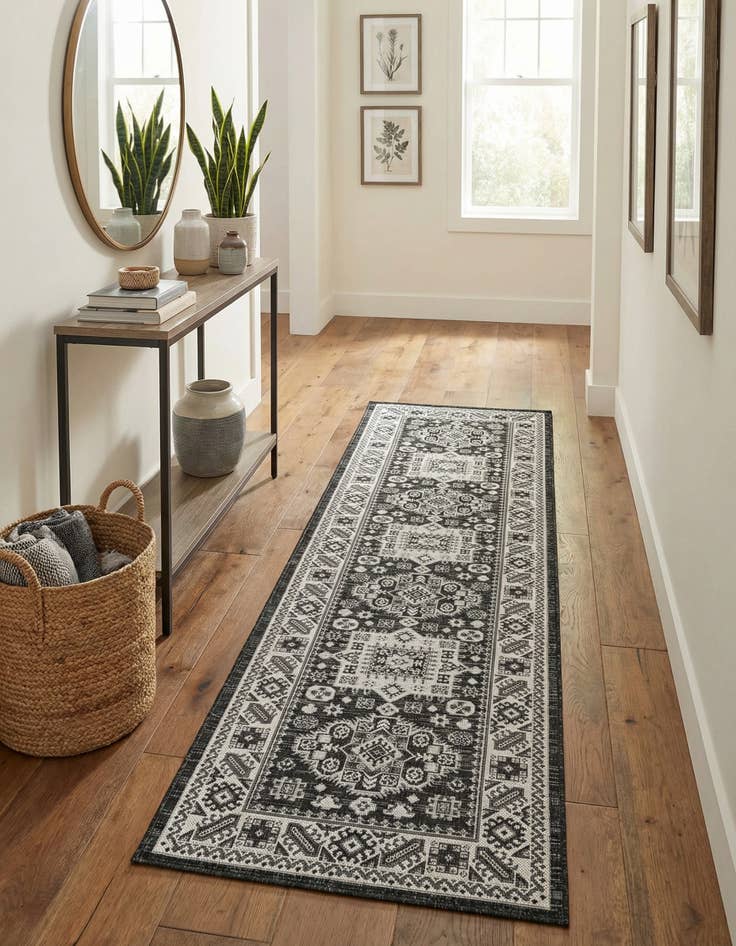 Detail image of 2' 7 x 10'  Washable Aztec Indoor / Outdoor Runner Rug