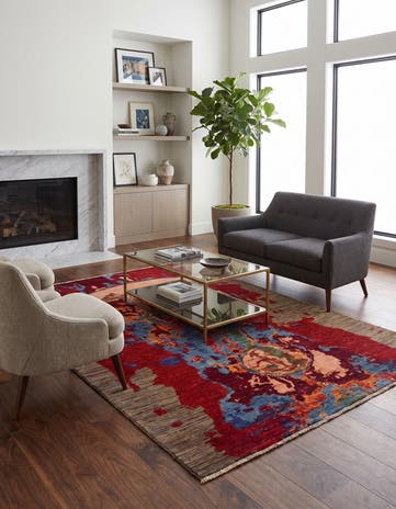 4' 11 x 6' 10 Hand Knotted Modern Ziegler Rug