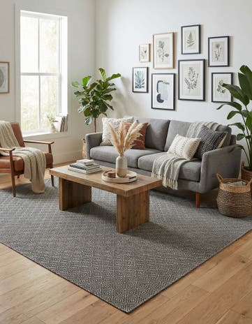7' 10 x 10' Hand Woven Geo Trellis Flatweave Rug
