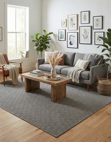 7' 10 x 10' Hand Woven Geo Trellis Flatweave Rug