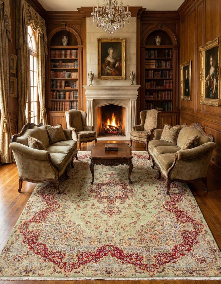 Detail image of 9' 7 x 12' 4 Kerman Wool Rug