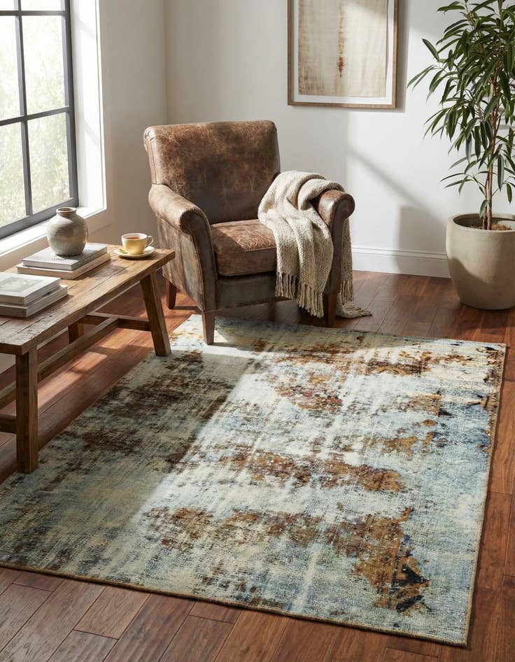 Detail image of 4' 7 x 5' 10  Hand Knotted Ultra Vintage Persian Wool Rug