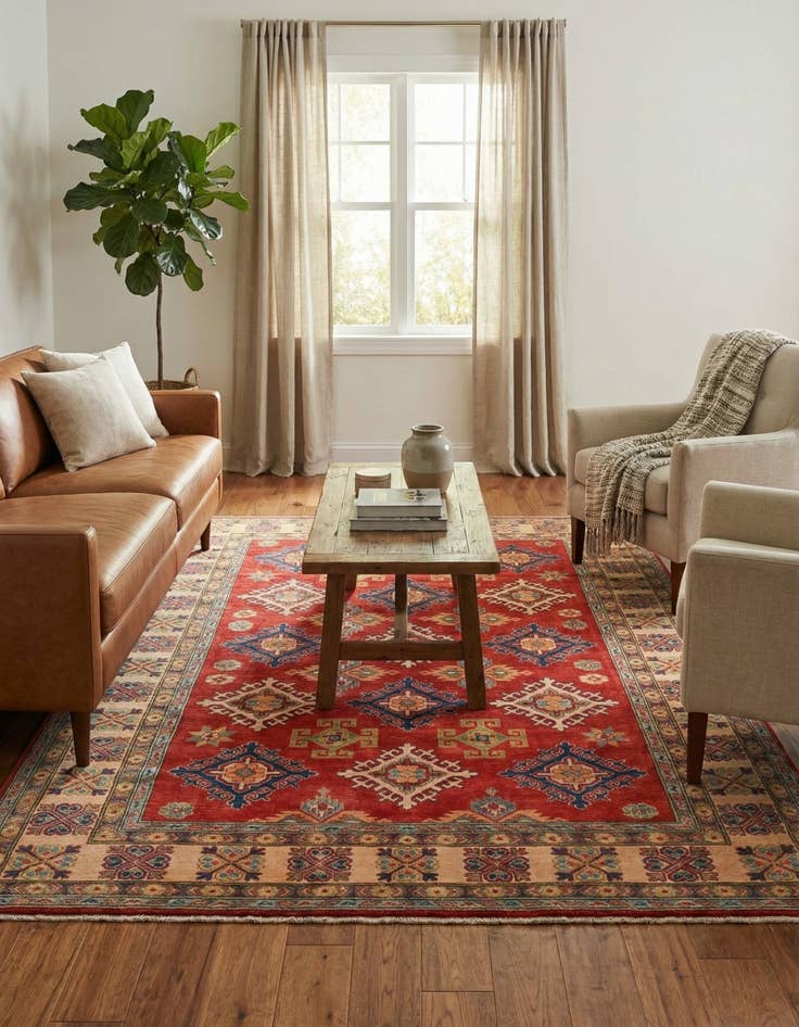 Detail image of 6' 1 x 9'  Hand Knotted Kazak Rug