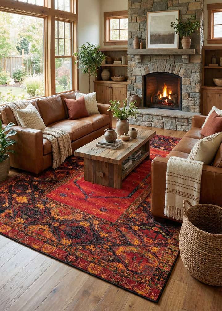 9' x 12' Easy-Clean Tribal Indoor / Outdoor Rug