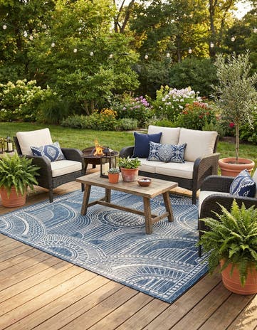 7' 10 x 10' Easy-Clean Traditional Indoor / Outdoor Rug